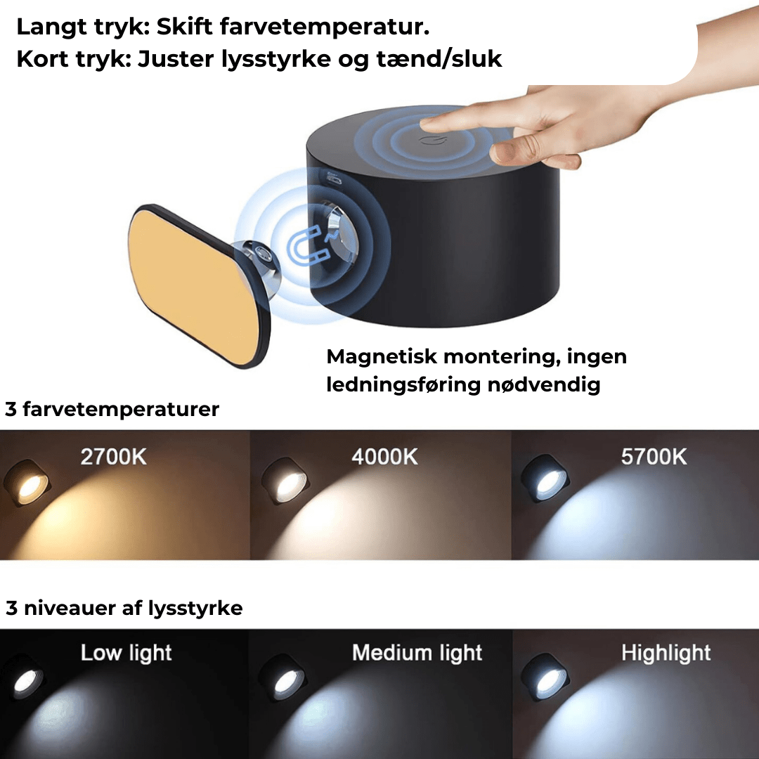 Flexilight™ | 360° trådlös uppladdningsbar vägglampa