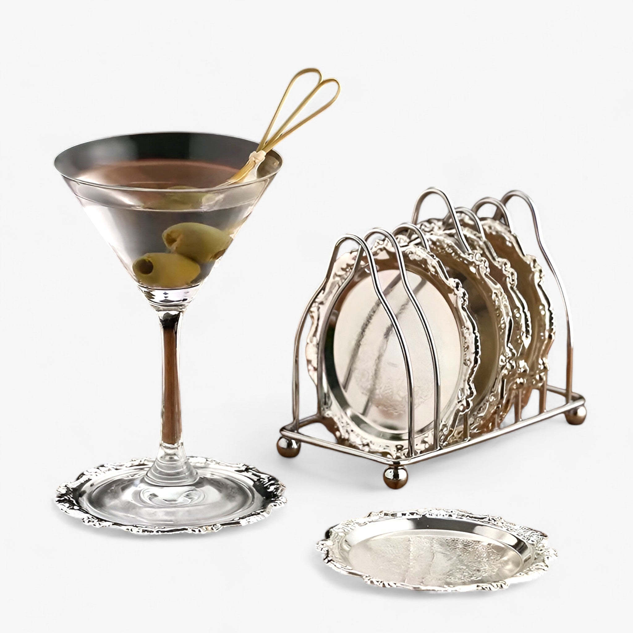 Cocktailunderlägg | 6st Guld Zinklegering - Vintage pläterad Bar Dekor