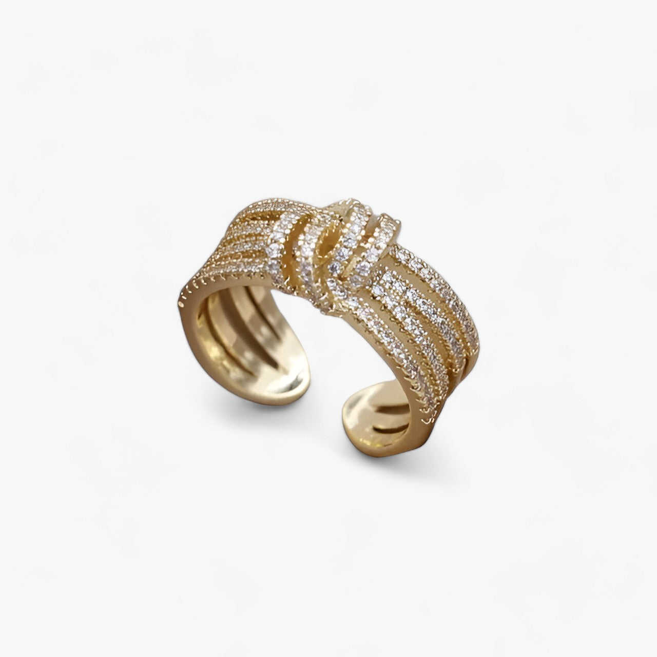 Evelyn | 14K Guldpläterad Zirkonia-Ring - Elegant Öppet Design