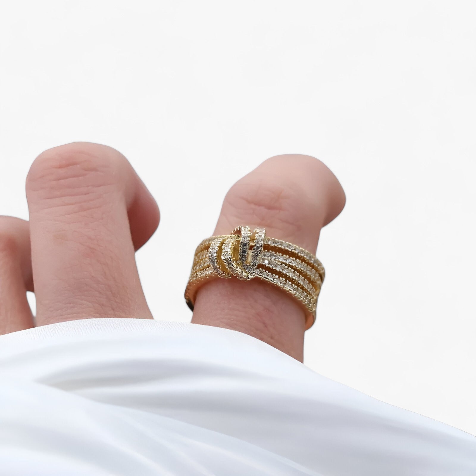 Evelyn | 14K Guldpläterad Zirkonia-Ring - Elegant Öppet Design